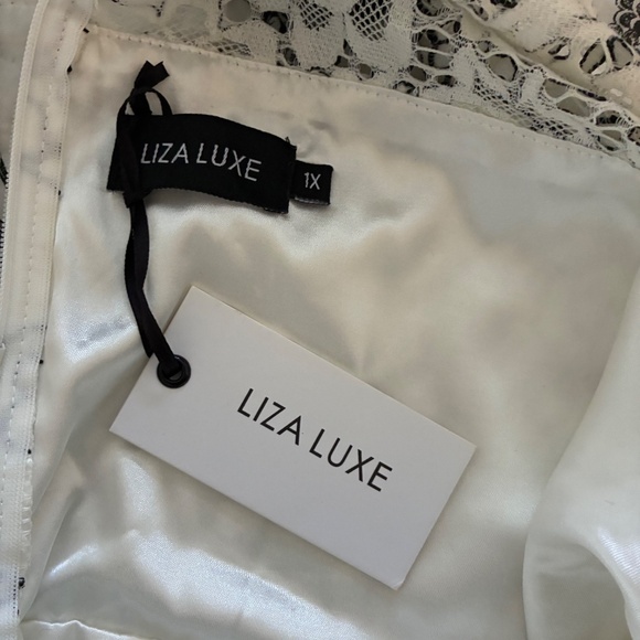 Lace Black and White Dress.  1X - Picture 3 of 3